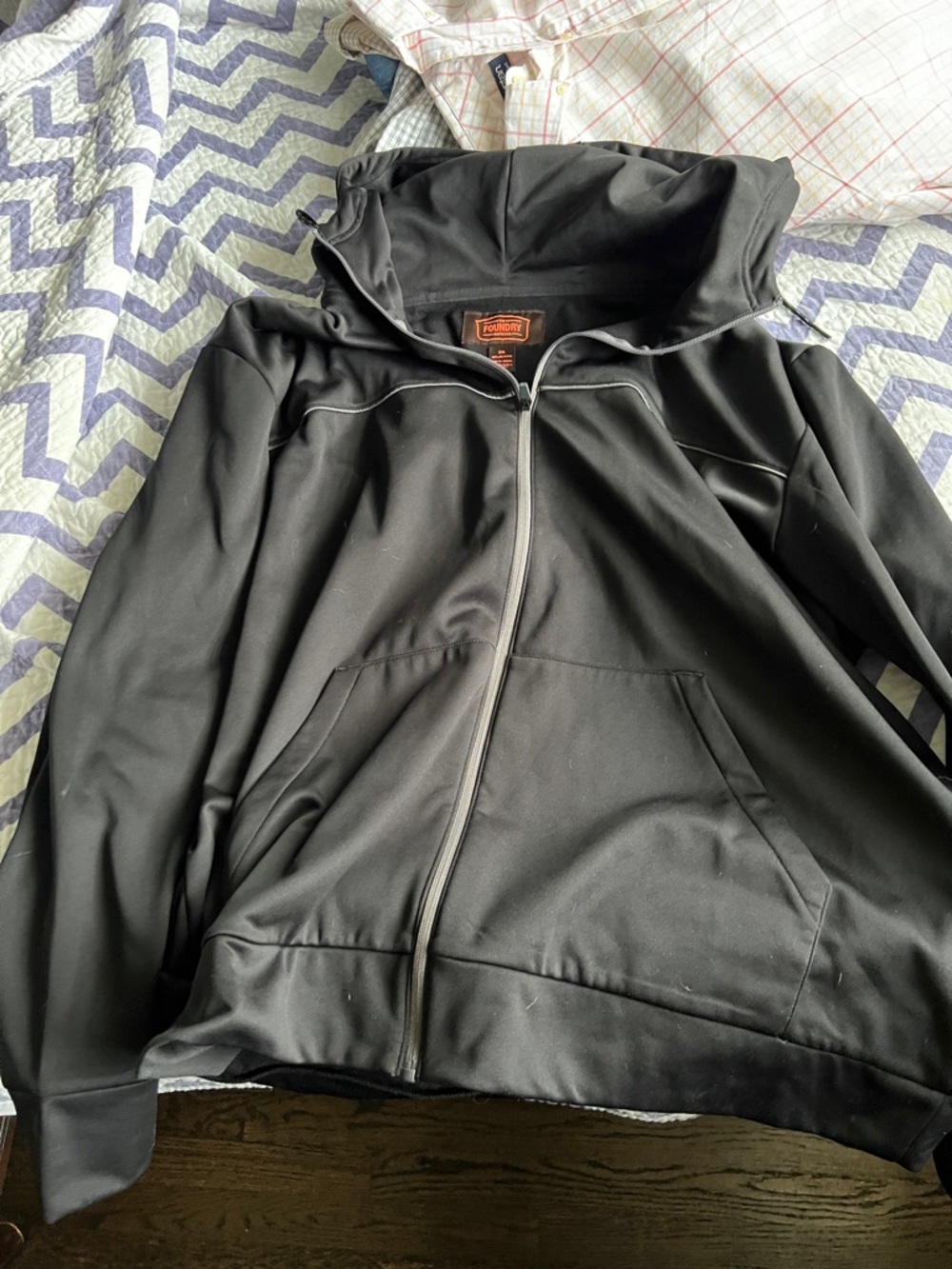 The Foundry Supply Co. Black Zip-Up Hooded Jacket